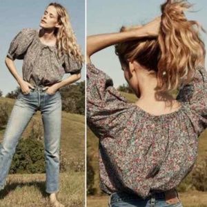 DOEN Sia Top Floral Blouse Women's Size XS Petit Jardin Like New